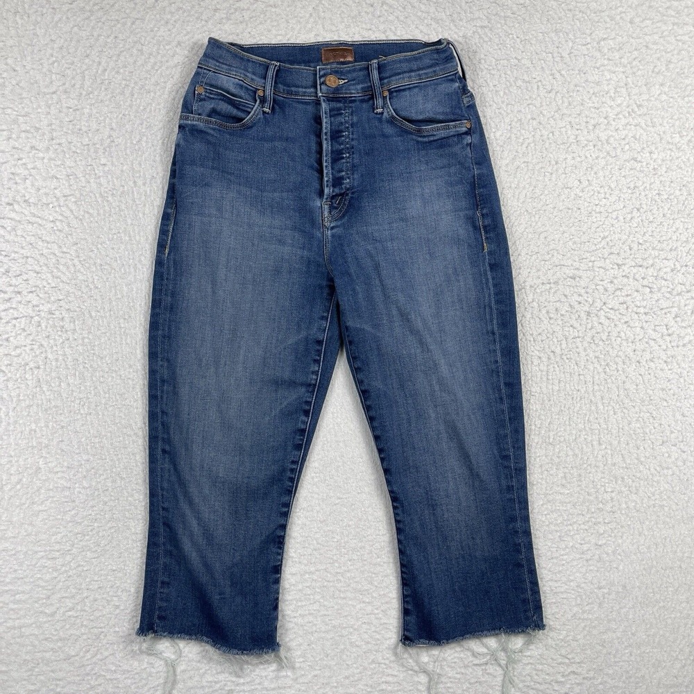 Mother Jeans Womens 29 (Fit 24") The Stunner Knicker Fray Button Fly Capri Crop‎